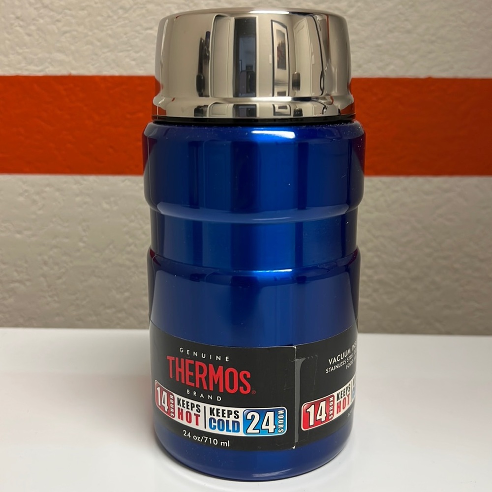 24 oz Thermos Blue insulated Food Jar Soup holder
